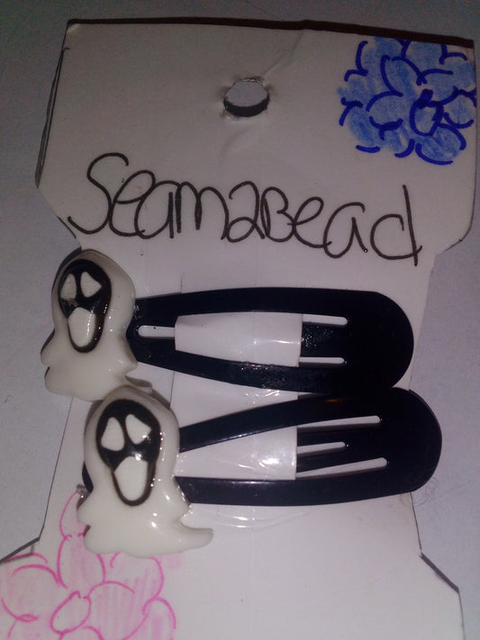 White skinny ghost with black face ( black clip)