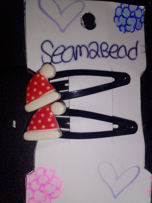 Two Santa hat with yellow star on it