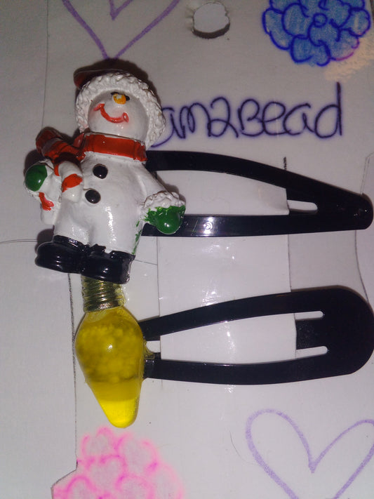 White snow man with yellow light