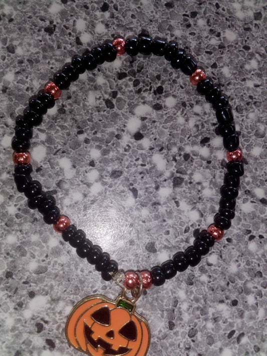 Black/orange beads with pumpkin