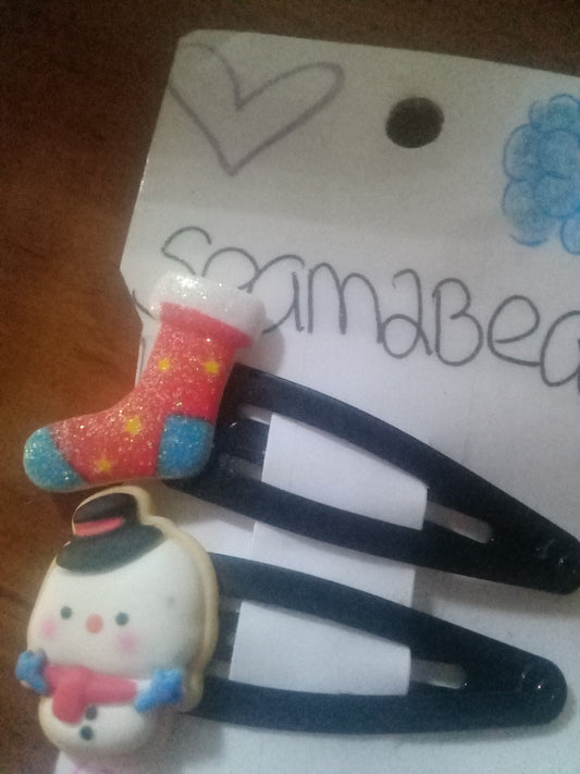 Red blue glitter stocking with (big) snow man