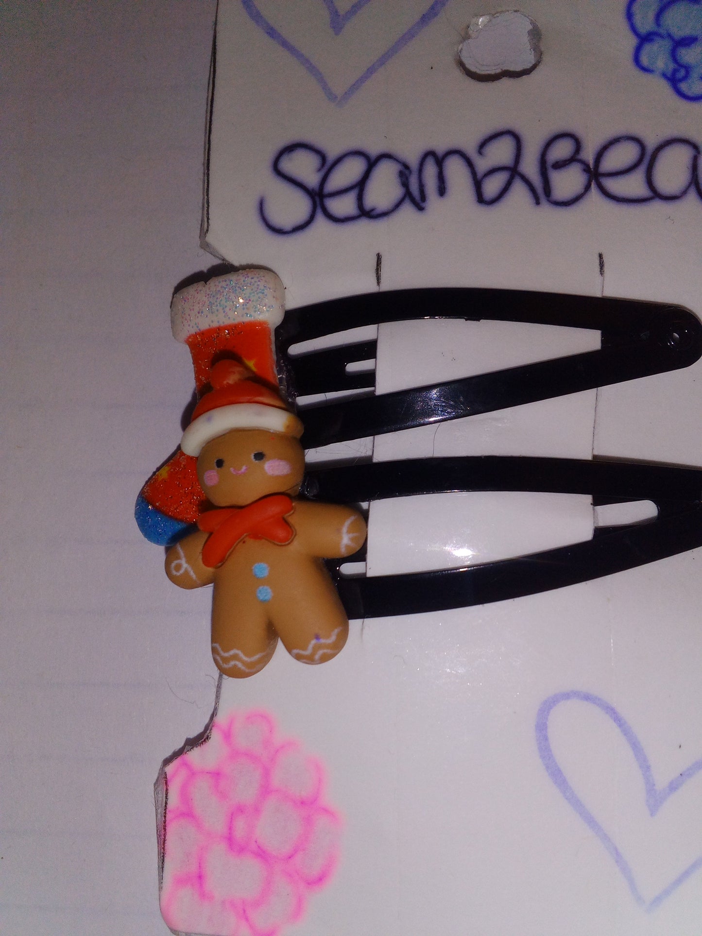 (big) ginger bread with red blue glitter stocking