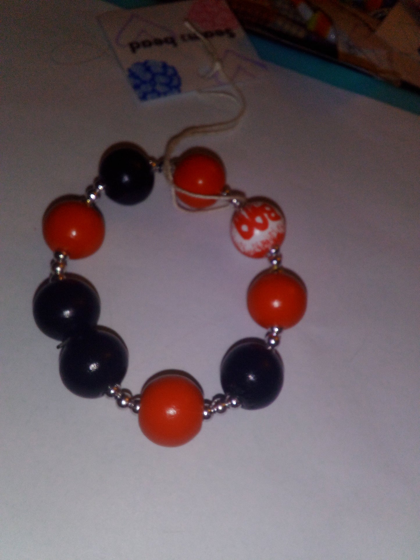 Halloween wood bead bracelet this