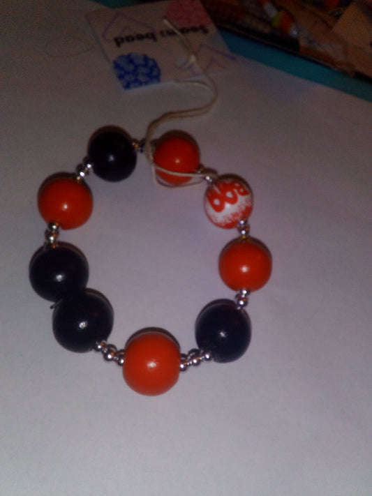 Halloween wood bead bracelet this