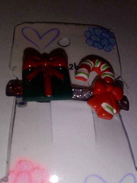 Xmas green present with candy cane
