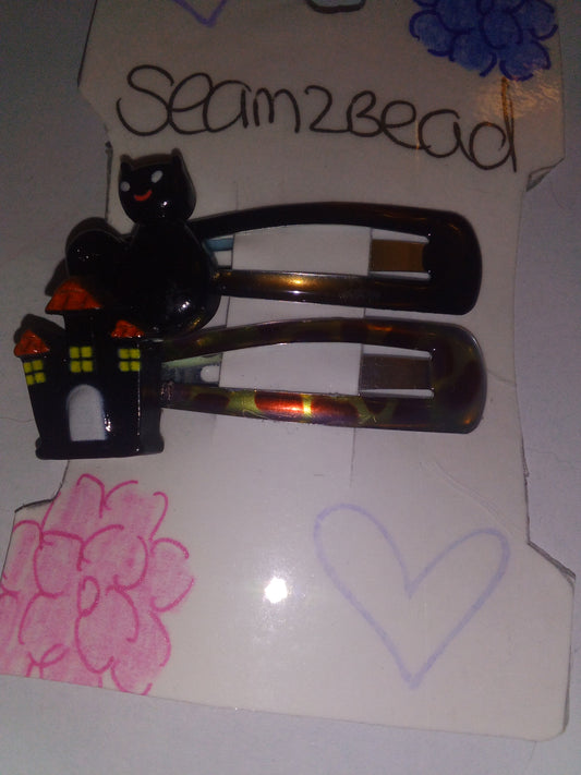 Black cat and haunted house