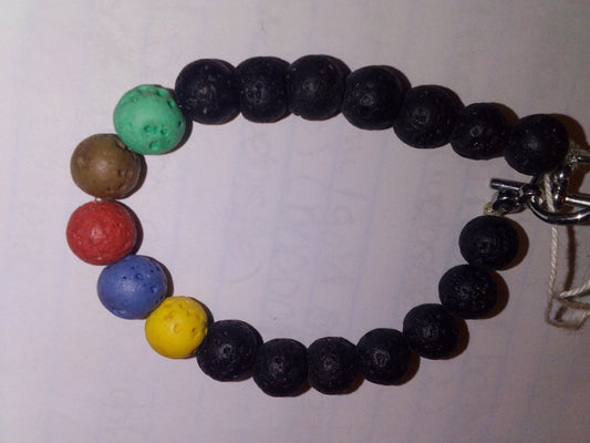 Black lava beads with color chaka beads