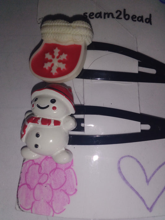 (big) red stocking with white snow flake (big) snow man